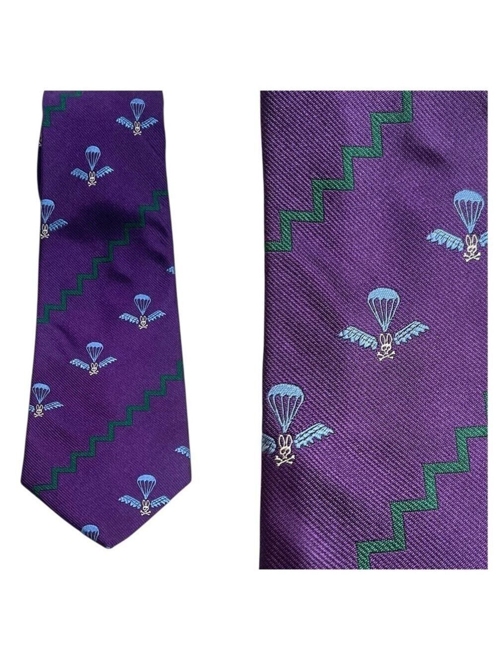 Psycho Bunny Silk Parachute Bunny Tie Purple 3/12”